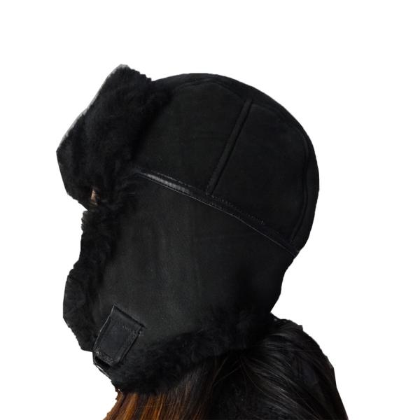 Beanie Sheep Skin Shearling Trapper Hat Russian Ushanka European Style Double