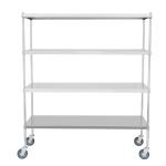 4 Tiers SS Flat Rack Commercial Wire Shelving Mobile Work Table For Medical /