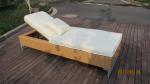 Foldable Rattan Sun Lounger , Outdoor Garden Cane Chaise Lounge Set