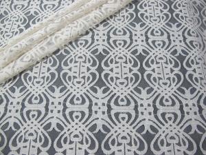 Grey Voile Cotton Nylon Lace Fabric / Elastic Knitted Lace Fabric SYD-0003