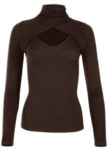 Wholesale Autumn Slim Fit Sexy High Collar Long Sleeve Threaded Top Fashion Pure Color from china suppliers