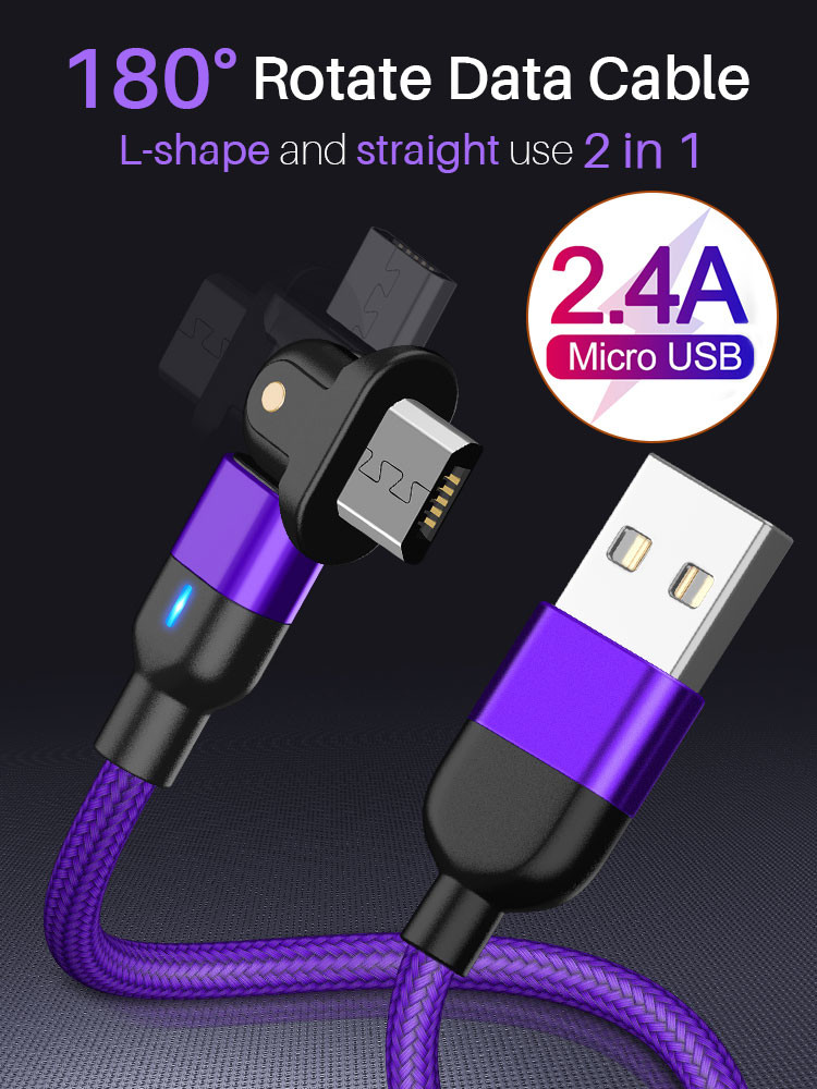 180 Rotation USB Magnetic Data Cable 3A Universal Magnetic Charging Cable