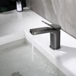 Brass Modern Single Hole Single Handle Basin Mixer in Grey
