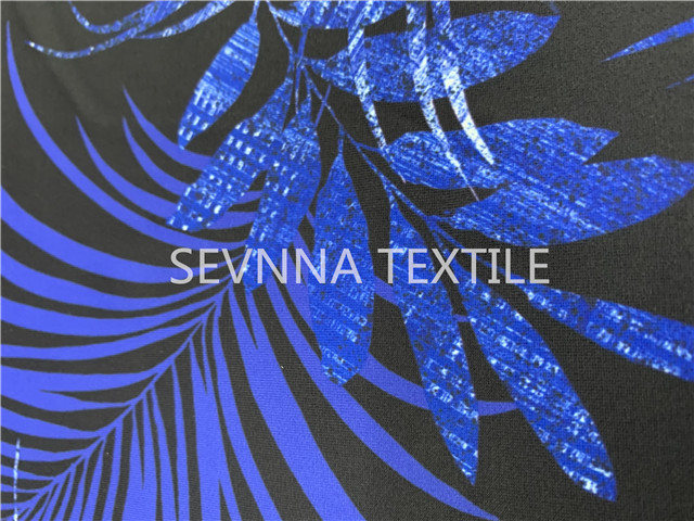 Sapphire Leaf Sustainable Poly Stretch Leggings Fabric Moisture Wicking