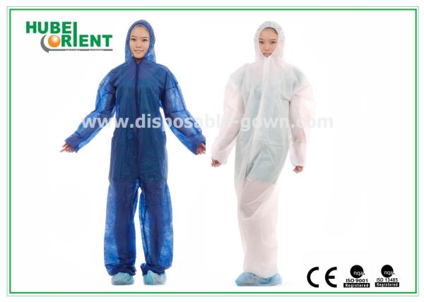 Anti-Dust Anti-Bacterial Hooded Disposable Protective Coverall With Elastic