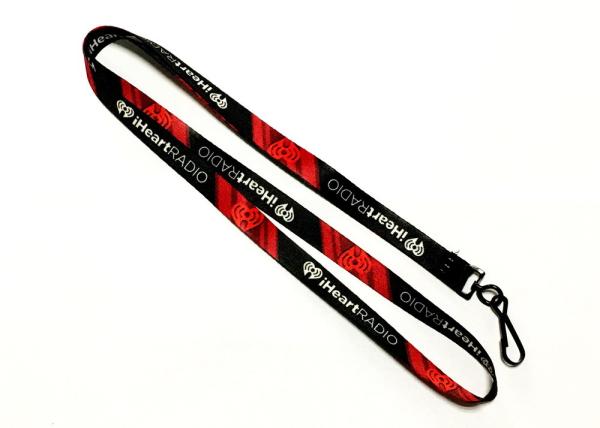 Black J Hook Dye Sublimation Lanyards 10mm Wide For Camping Trade Show