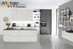 Pull Down Bamboo Design White Color Kitchen Cabinets with PVC Membrane Treatment