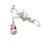 Sterling Silver Oval Pink Zircon Pendant and 925 Silver Chain Necklace (PSJ0268)