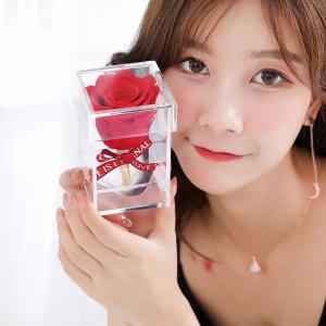 Wholesale Wholesale Price Preserved Rose Display Acrylic Box With Lid Square Style 8 Sizes Valentine's Day Anniversary from china suppliers