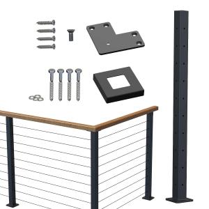 Wholesale Cable Railing Post 36&quot;x2&quot;x2&quot; Fixed top Pre-Drilled Corner Post Top Mount Steel Wood Concrete Level Deck Railing Post from china suppliers