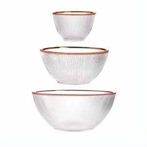 China ODM Transparent Crystal Glass Fruit Bowls Dinnerware With Gold Rim on sale