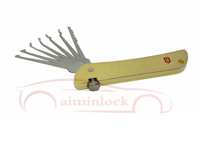 Foldable 7 In 1 Lock Picking Set Locksmith Tools Haoshi Fold Locksmith Tools (Yellow）
