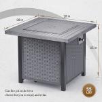 Square 50,000 BTU Self-Ignition Propane Outdoor Natural Gas Firepit Silver Gray