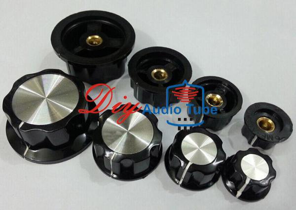 Plastic Guitar AMP Volume Knob 6.0mm Black Phenolic Fluted Knob With Aluminum