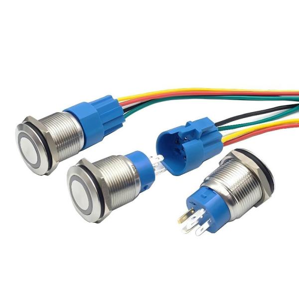 16mm/19mm/22mm Waterproof Light Switch with 12mm Contact Form and 1NO1NC Ring