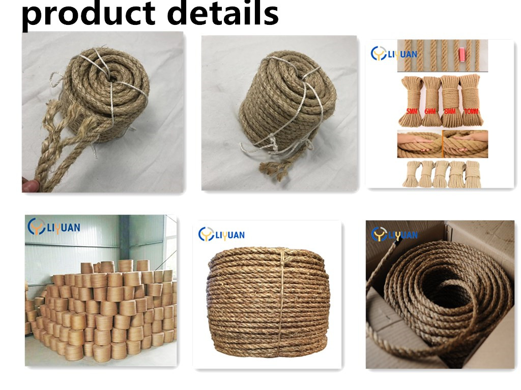 3mm FIBER 3 Strand Twisted Rope Manila Jute Sisal Rope for Bitter Cold Prevention
