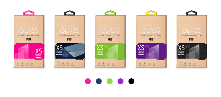 Varnishing Art Paper Tempered Glass Packing Box for Custom Retail Screen Protector Package
