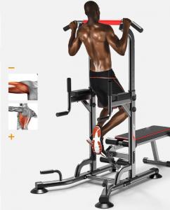 China Pull Up Bar Station With Weight Bench Push Up Multifunctional Power Tower Workout Dip Station on sale