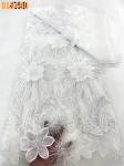 ladies dress 2023 heavy Handmade embroidery beaded bridal lace fabric white