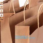 Custom brown bakery food grade packaging bread kraft paper bag with handles