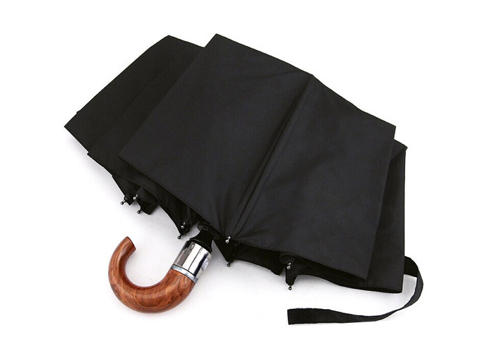 Black Stick Umbrella , Mini Umbrella For Travel Environmental RPET Recycled Fabric