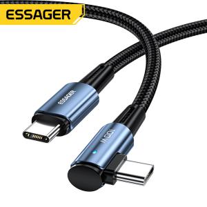 Wholesale Sunset Bend L Type PD USB C To C Charging Cable Black Blue Color 5A 100W 60W from china suppliers