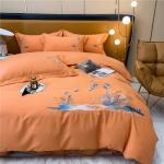 Customized Logo Custom Christmas Embroidery Washed Cotton Silk Four Pieces
