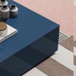Fancy Blue Rectangle SS Coffee Table Stone Top For Outdoor