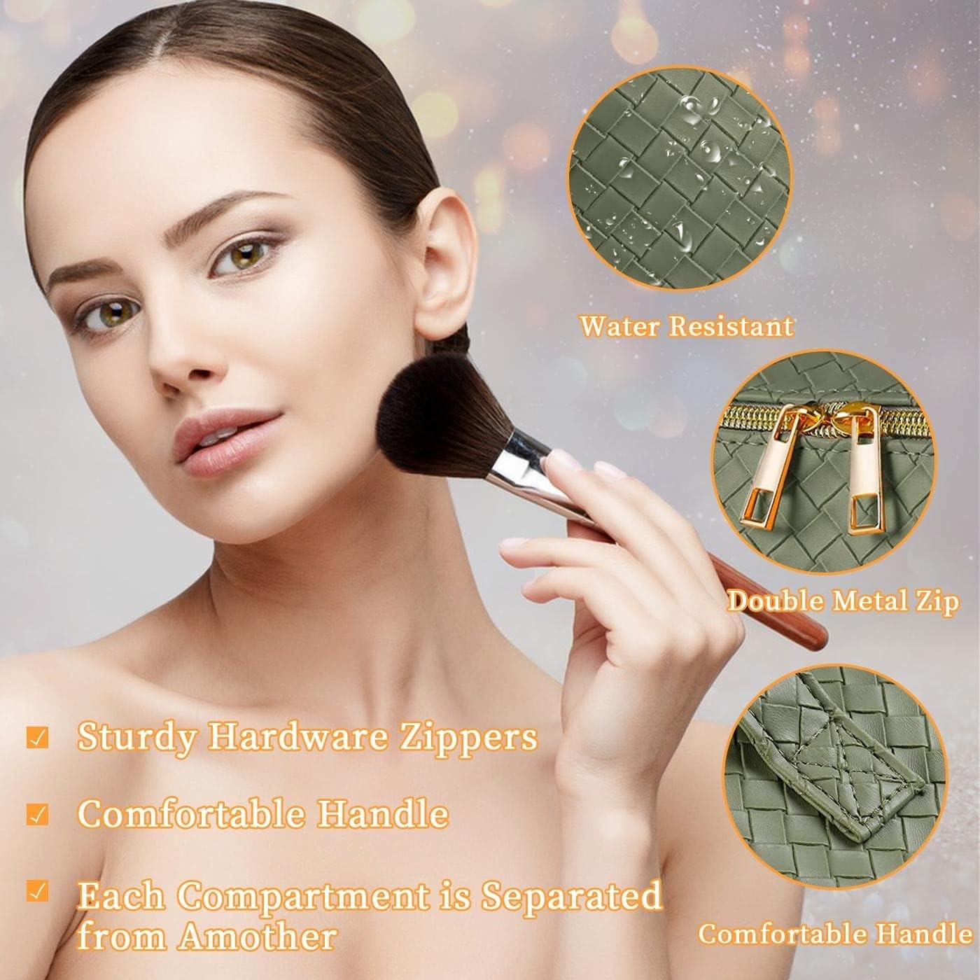 Multi Functional And Waterproof Durable Pu Cosmetic Bag With Zipper