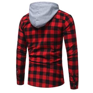 China Latest design custom long sleeve 100%cotton flannel shirts casual men hooded plaid shirts on sale