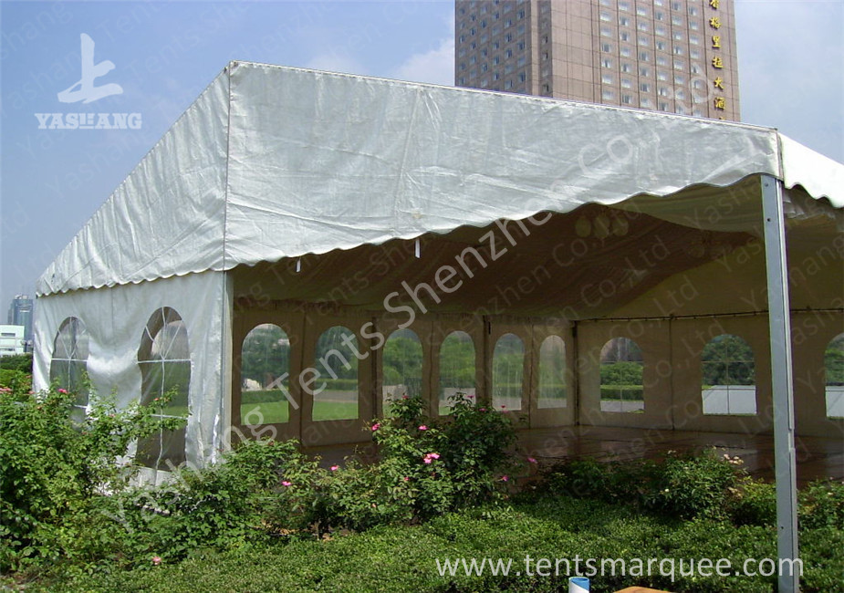 White Roof Cover outside event tents for Golf Villas Sales Conference with orange ripples
