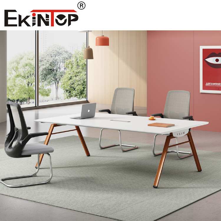 Convertible Rectangular Conference Table With Wood Steel Material 4 Legs
