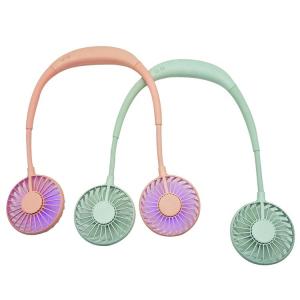Wholesale Rechargeable LED Light Hanging Neck USB Charging Mini Fan from china suppliers