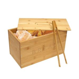 Wholesale GLOSSY Finish Natural Bamboo Bread Storage Box With Bread Clips Perfect for Kitchen Us from china suppliers