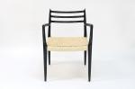Japanese Style Wood Arm Chair Woven Paper Cord Dining Chair in Nordic Japanese