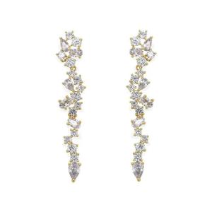 Wholesale Cluster Drop Bridal Statement Earrings White Cubic Zircon Brass Earrings Customized from china suppliers