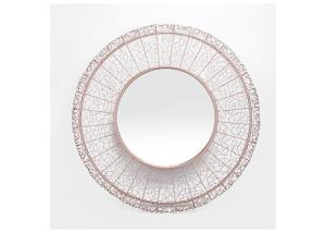 Wholesale Modern Home Decor Round Mirrored Wall Art Rose Gold Hollowed-out Metal Frame from china suppliers