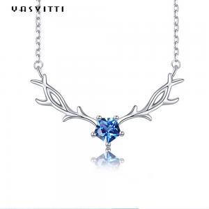 China Trendy Hypoallergenic 45cm 2.8g Deer Antler Pendant Necklace Real Silver Necklace SGS on sale