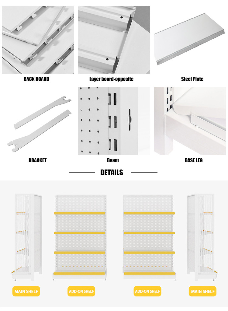 Cold Rolled Steel Supermarket Shelf Rack Retail Shelving System
