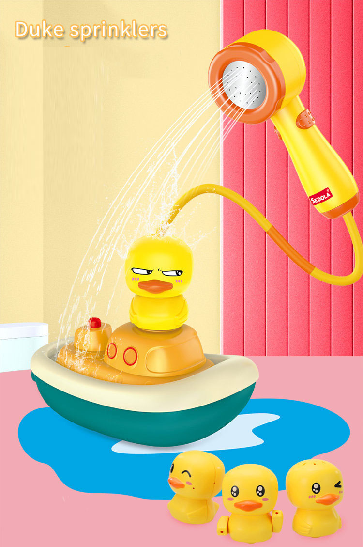 Summer Water Playing ABS Unisex Yellow Duck Electric Shower Toy for Baby Fun Time
