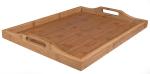 organic bamboo wooden food serving tray with handle