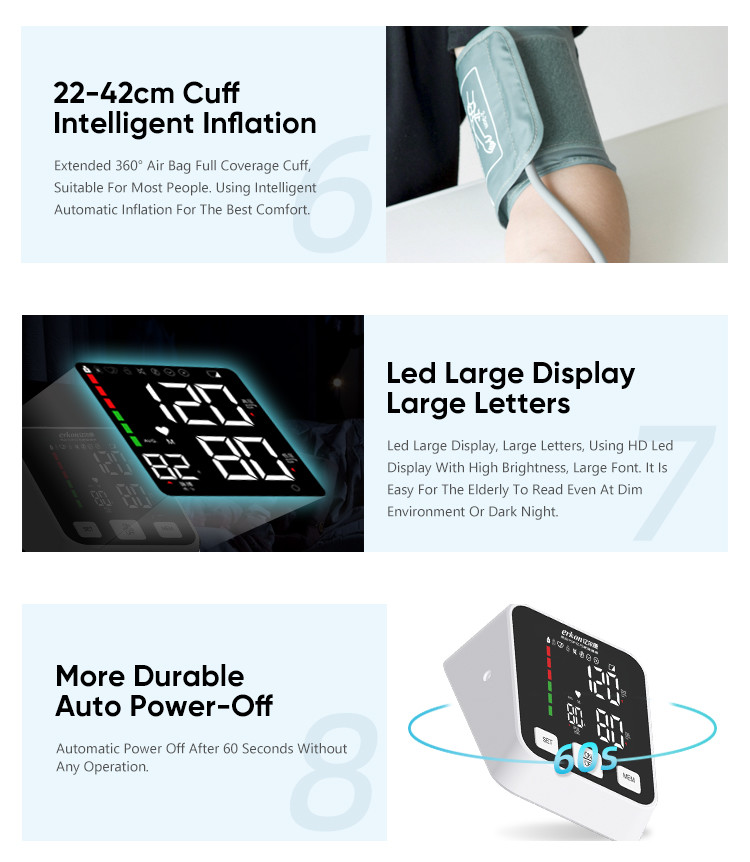 Automatic Digital Arm Blood Pressure Monitor 2*120 Memory Sphygmomanometer Pressure Gauge Meter for Measuring Pressure