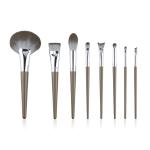 8PCS Vegan Cosmetic Makeup Brush Set Grey Soft Touch Bristle Custom Logo Fan