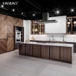 Custom Luxury Villa Lacquer Double Sink Island Design Modern Full Kitchen