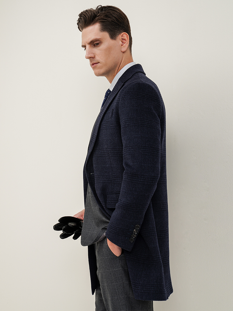 Autumn And Winter Retro Wool Warm Loose Big Yards Men's Long Coat Woven and Warm