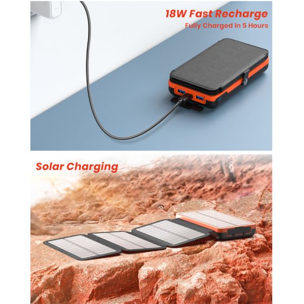 22.5W 27000mAh Portable Solar Charger Power Bank For mobile phone