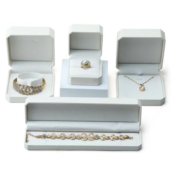 Hanhong Jewelry Package for Earrings Bracelet Storage Box in White Leather 10*10