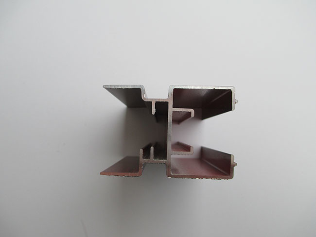 Double Glass Wood Grain Aluminum Profile , Aluminium Trim Profiles For Folding Doors