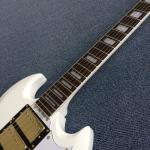 New style SG electric guitar, 3 pickups, Tremolo system,White electric guitar