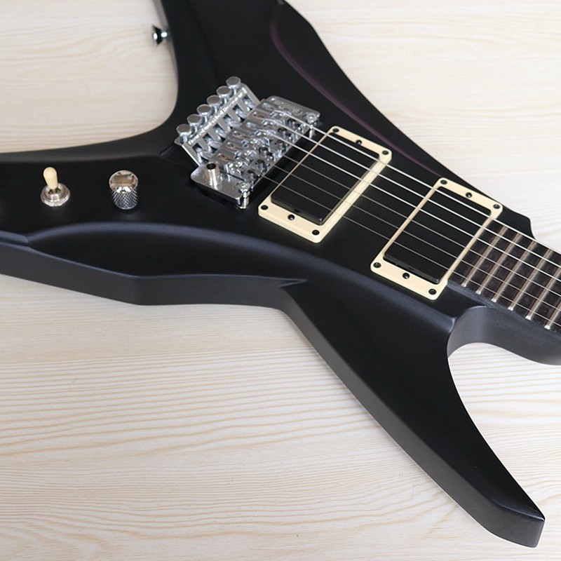 6 Strings Guitar 39 Inch V Shape Electric Guitar Neck Through Active Guitar Mahogany Wood Body Matte Pink Green Black Re